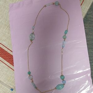 Minimalist Gold and Green Necklace with Natural Stones